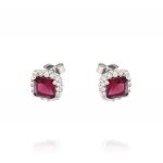Royal earrings with square stone – red stone