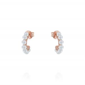 Hoop earrings with pearls - rosé plated