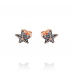 Starfish earrings with colored cubic zirconia - rosé plated