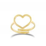 Adaptable wire heart ring - gold plated - medium size