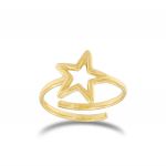 Adaptable wire star ring - gold plated