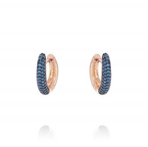 Drop earrings with blue cubic zirconia - rosé plated