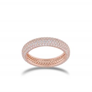 Ring with white cubic zirconia - rosé plated