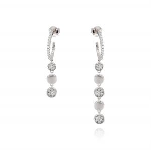 White cubic zirconia hoop earrings with pendant
