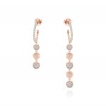 White cubic zirconia hoop earrings with pendant - rosé plated