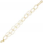 Bracelet with double row of oval diamond cut rings - gold plated