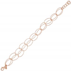 Bracelet with double row of oval diamond cut rings - rosé plated