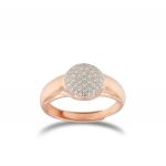 Relief disc ring with white cubic zirconia - rosé plated