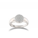 Relief disc ring with white cubic zirconia