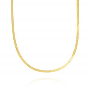 Flat herringbone chain necklace - gold plated - 3 mm