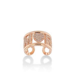 Anello con scritta "AMORE" e zirconi bianchi - placcato rosé