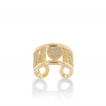 "AMORE" ring with white cubic zirconia - gold plated