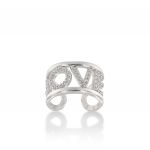 "LOVE" ring with white cubic zirconia