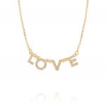 Collana con scritta "LOVE" e zirconi bianchi - placcato oro