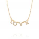 "LOVE" necklace with white cubic zirconia - gold plated 