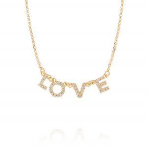 Collana con scritta "LOVE" e zirconi bianchi - placcato oro