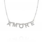 Collana con scritta "AMORE" e zirconi bianchi