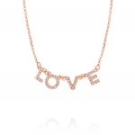 "LOVE" neckalce with white cubic zirconia - rosé plated 