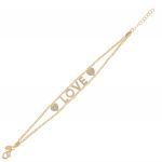 "LOVE" bracelet with white cubic zirconia - gold plated 