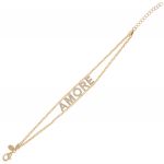 "AMORE" bracelet with white cubic zirconia - gold plated