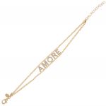 Bracciale con scritta "AMORE" e zirconi bianchi - placcato oro