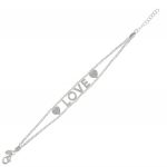 "LOVE" bracelet with white cubic zirconia
