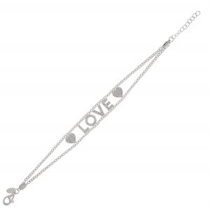 "LOVE" bracelet with white cubic zirconia