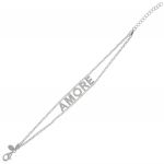 "AMORE" bracelet with white cubic zirconia