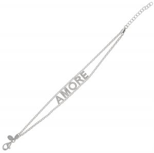 "AMORE" bracelet with white cubic zirconia