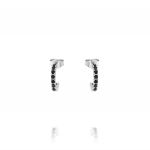 Hoop earrings with black cubic zirconia - small size
