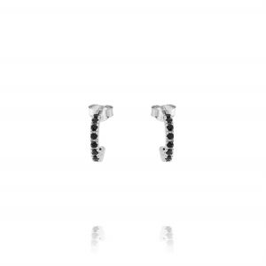 Hoop earrings with black cubic zirconia - small size