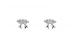 Bow earrings with two cubic zirconia