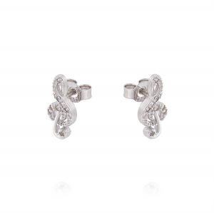 Earrings with treble clef with cubic zirconia