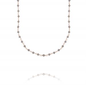 Necklace with grey stones - rosé plated