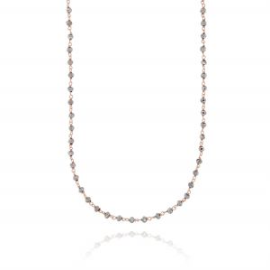 Long necklace with grey stones - rosé plated