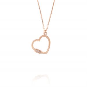 Combination lock heart-shaped necklace - rosé plated