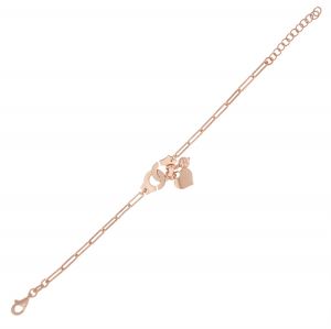 Handcuffs bracelet with pendant heart - rosé plated