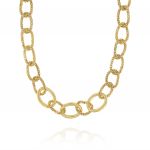 Fope chain rings necklace with three glossy ring - gold plated