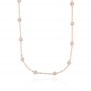 Necklace with 10 cubic zirconia along the chain - rosé plated