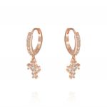 Hoop earrings with cross with cubic zirconia - rosé plated