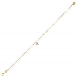 Pendant heart bracelet with cubic zirconia along the chain - gold plated