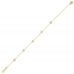 Bracelet with 5 cubic zirconia along the chain - gold plated