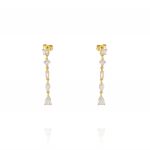 Earrings with 5 pendant different shapes cubic zirconia- gold plated
