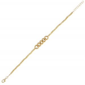 Diamont cut balls bracelet with central curb chain - gold plated