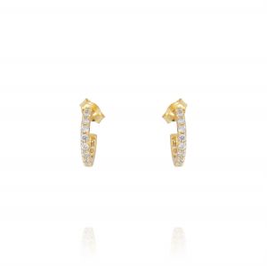 Hoop earrings with white cubic zirconia - big size - gold plated