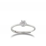 Solitaire ring with cubic zirconia - 6 claw - adjustable size