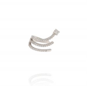 Single earring Helix with 3 rows of cubic zirconia