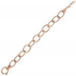  Bracelet with fope chain rings alternated with glossy ring - rosé plated