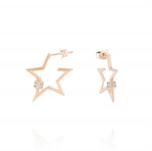 Star-shape earrings with combination lock - rosé plated