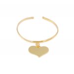 Open rigid bracelet with pendant heart - gold plated